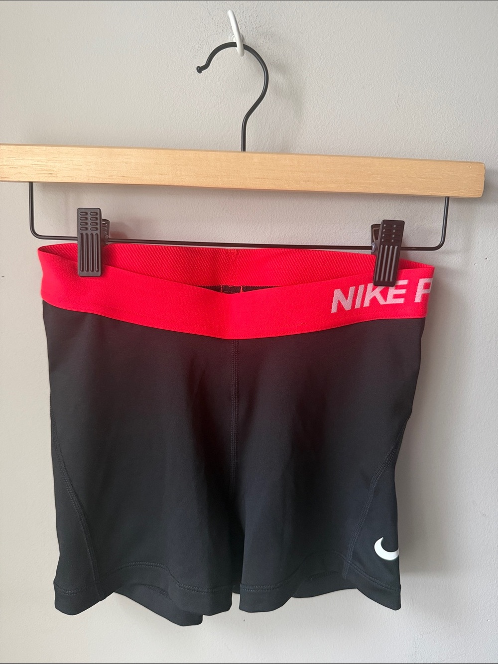 Nike Pro Dri-FIT Black Compression Shorts Hot Pink Waistband Swoosh